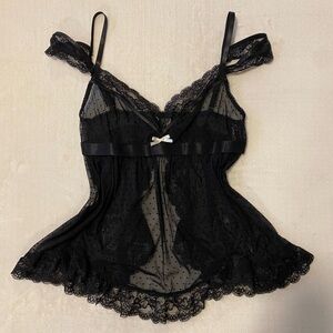 Y2K Black Lace Sheer Babydoll Nightwear